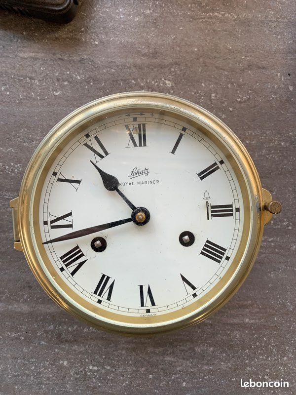 Horloge Marine En Laiton – Style Antique Royal Marine – Reproduction, Fonctionne Sur Batterie