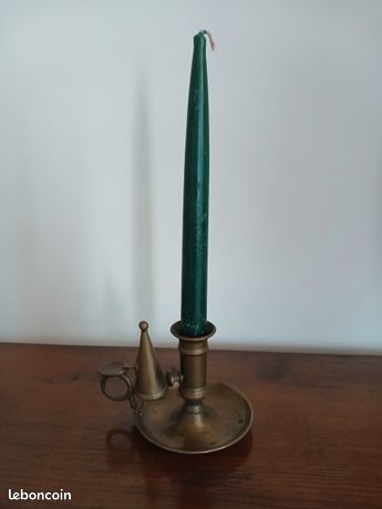 Ancien éteignoir à Bougie En Laiton, Forme Clochette Avec Grelot, Vintage