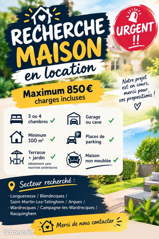 Maison 5 pièces 100 m² · à Longuenesse · 100 m² · 850 €/mois