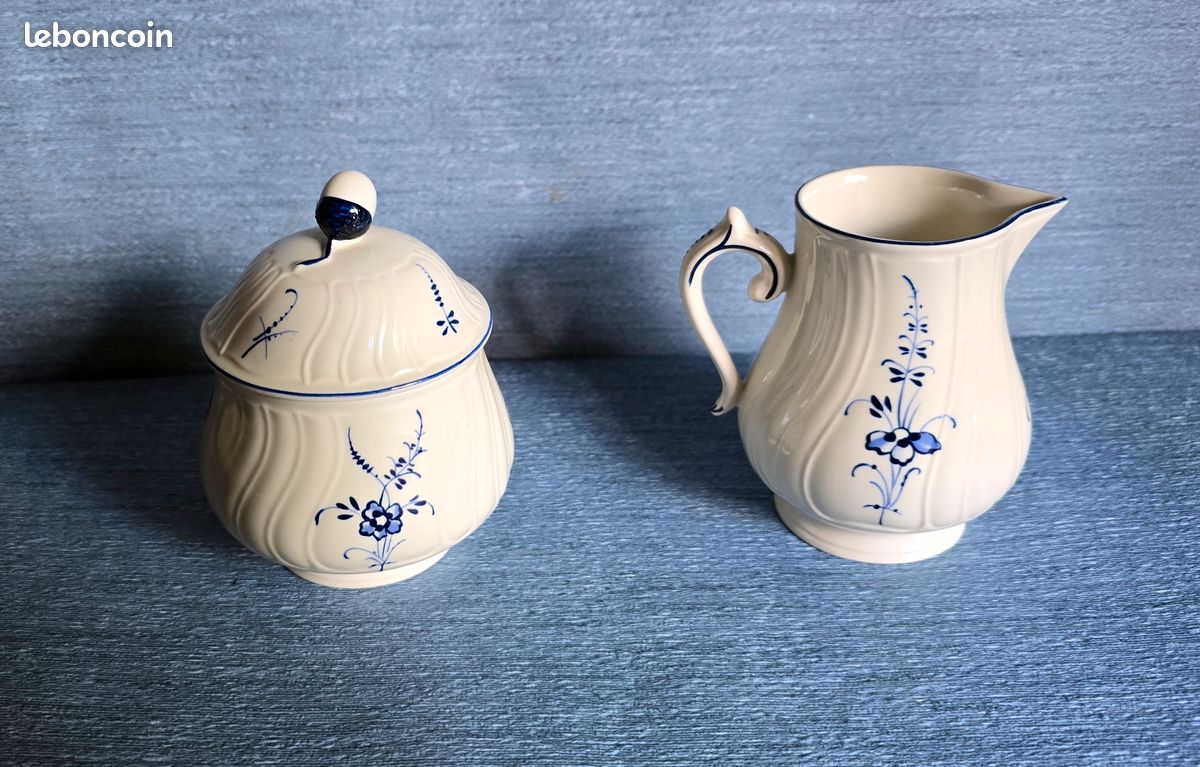 Villeroy & Boch Vieux Luxembourg Théière 1,1L - Porcelaine Blanche Bleue Décor Brindille - Lave-vaisselle Et Micro-ondes