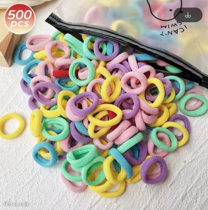 Lot De 15 Elastique Cheveux Bleus, Chouchou Cheveux Fille En