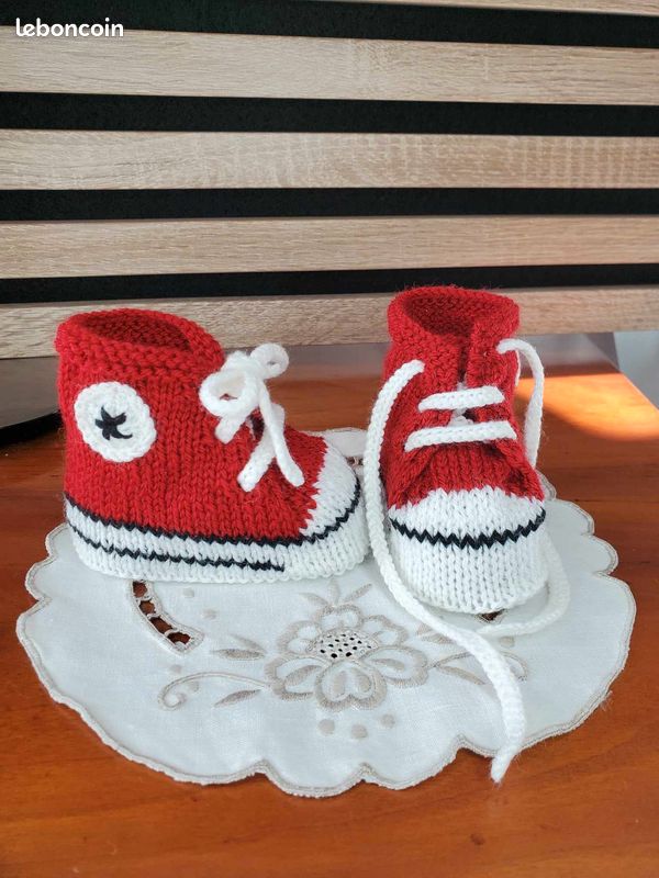 Chaussons Bébé Explication Tricot Converse Bebe Chaussons Baskets