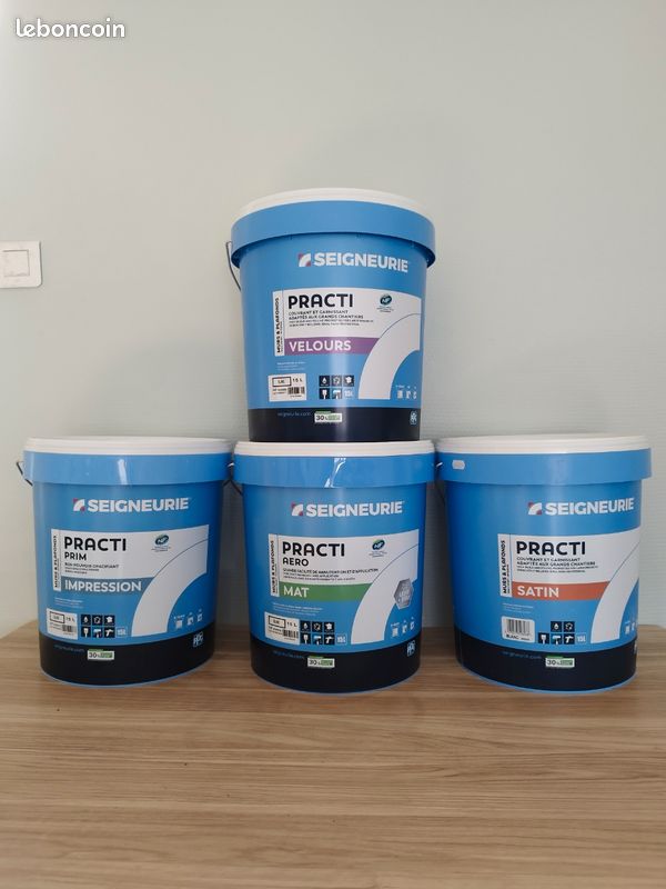 Peinture seigneurie practi 15 litres blanc pour finition intérieur mât satin velours sous couche (image 1)