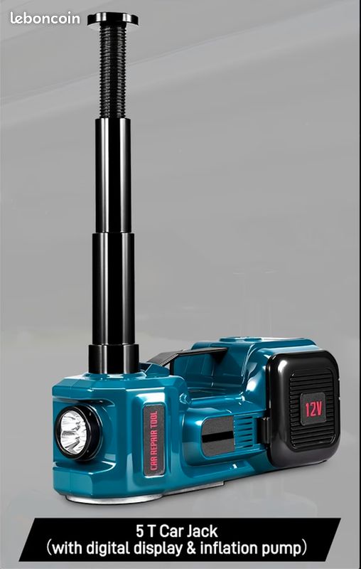 Cric hydraulique électrique 5 tonnes avec pompe gonflable et lumière LED, 12V, plage de levage 14,5-53 cm - Neuf – Livraison en 6 jours ⭐ ⭐ ⭐ (image 5)