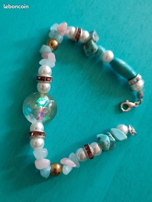 Bracelet Turquoise /Jade.de pierres véritables/ résines. Unique Aphrodisies Bijoux (image 8)