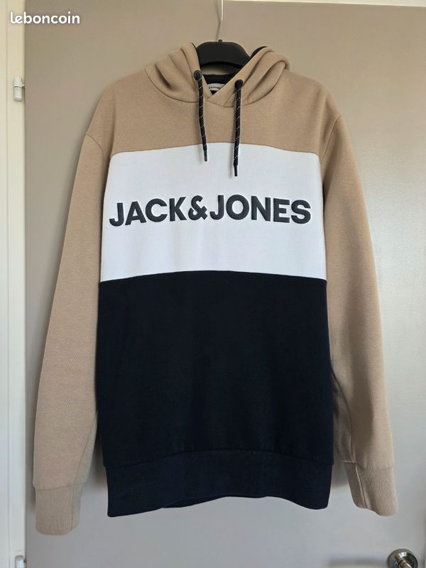 Sweat à Capuche Homme Jack & Jones – Blanc – Taille L – Neuf Avec étiquettes