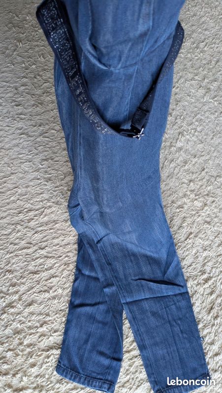 Le Temps Des Cerises Combinaison Pantalon Cozette – Jeans Bleu Clair, Coupe Large, Fermeture Asymétrique