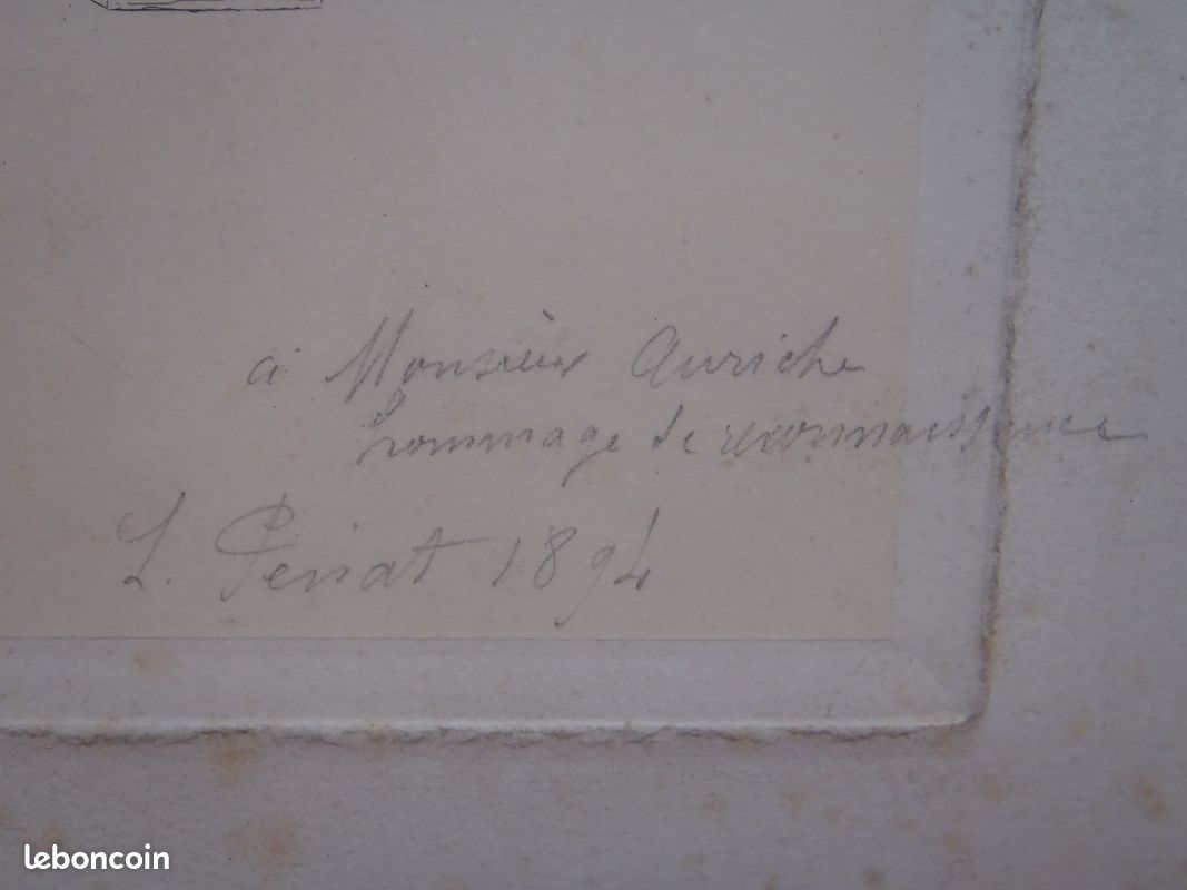 Ancienne grande gravure 1894 homme nu signee lucien penat et dedicacee FAIRE OFFRE (image 3)