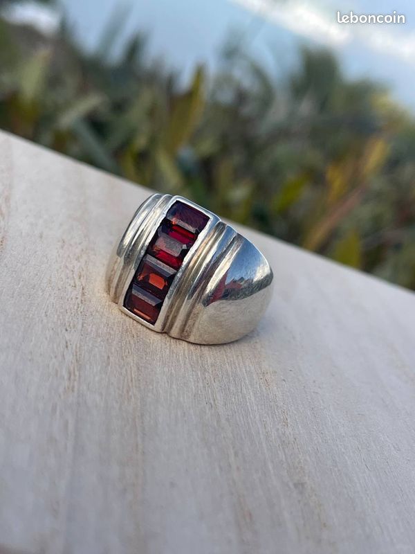 Bague Ancienne En Argent Massif 925 Taille 56, 13,2 Grammes – Magnifique Pierre Agate
