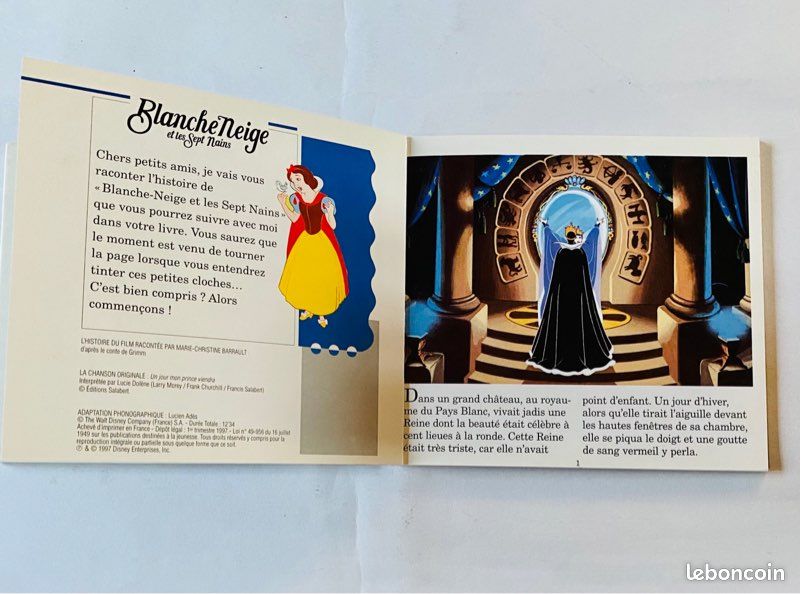 Walt Disney Blanche neige et les sept nains rare CD livre collection 1997 en excellent état (image 5)