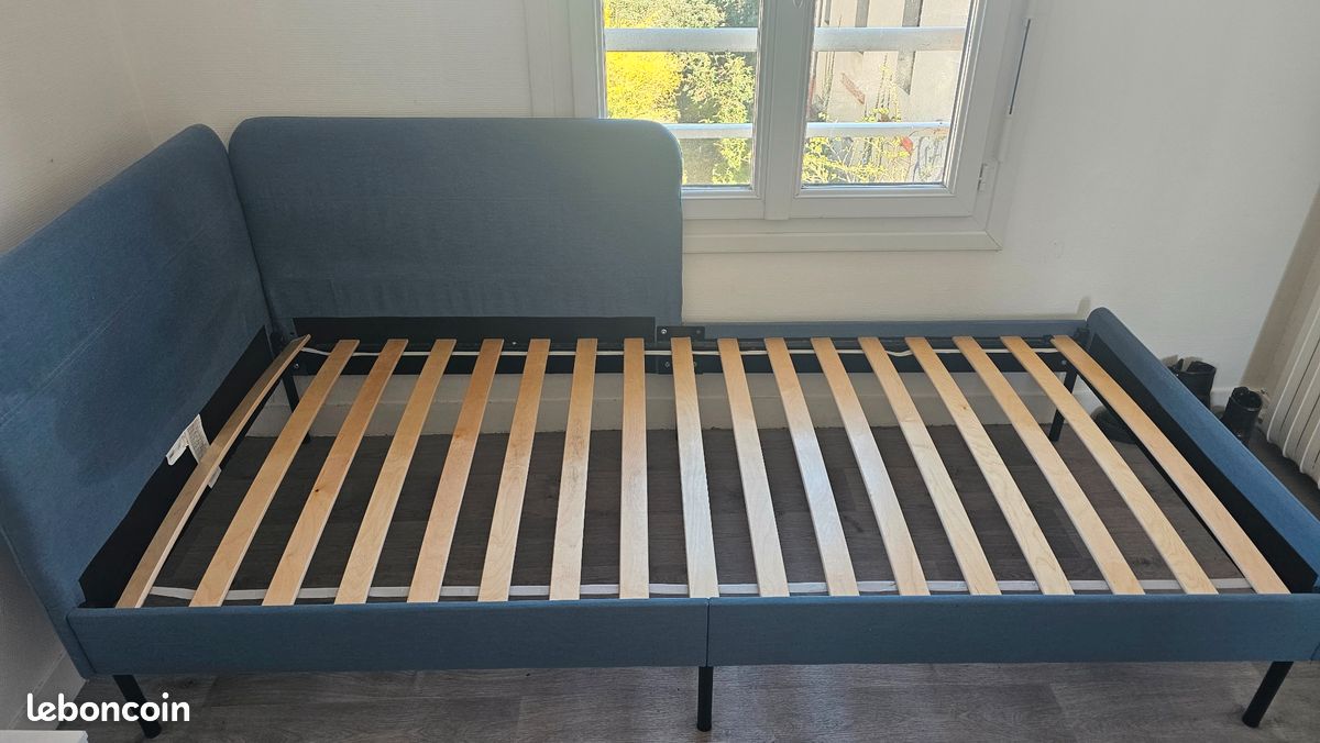 Lit 1 place 90x200 avec sommier – bon état (image 1)