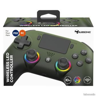 Manette sans fil Subsonic SA5716-3 Bluetooth LED Vert militaire pour PS5 Et PC (image 4)