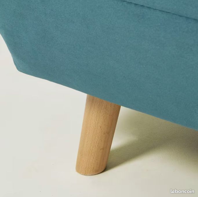 Banquette convertible 2 places velours bleu pétrole – Très bon état (image 4)
