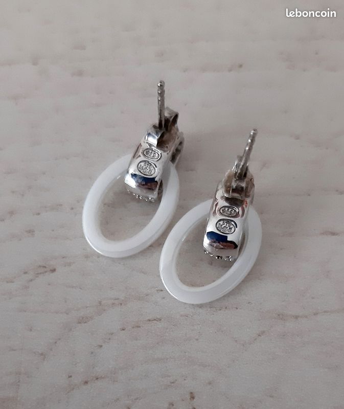 Boucles d'oreilles argent et céramique (image 2)
