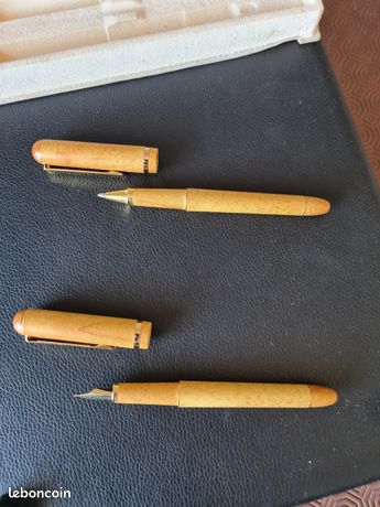 Parure De Stylos Ancienne Marksman – Plume Et Bille – Écrin – Résine – Manque Clip