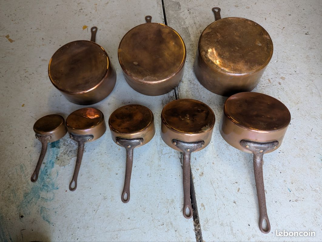 Lot de 8 casseroles en cuivre (image 3)