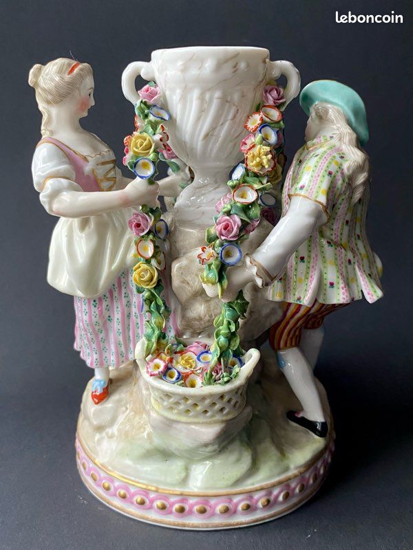 Belle groupe en porcelaine ancienne polychrome de Saxonie (image 3)