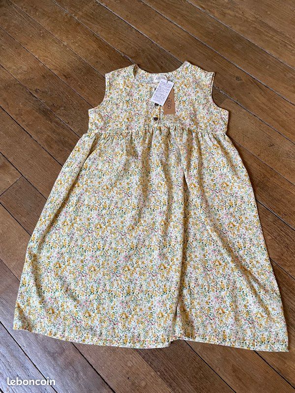 Robe sans manches en gaze de coton rayures rose et orange fluo - Horizons Lointains