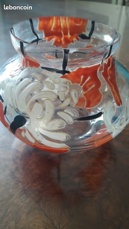 Vase coupe jardinière verre émaillé Mazoyer bzt03 (image 2)