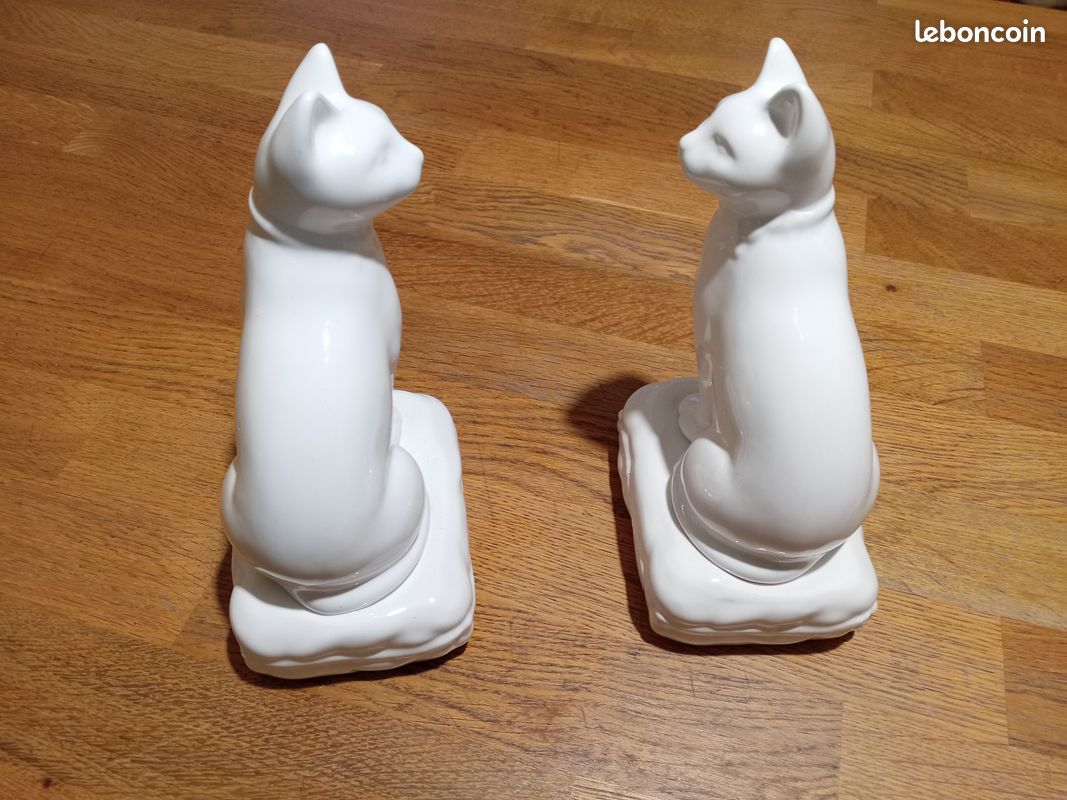 Paire de serres livres chats 20cms de hauteur en faïence (image 6)