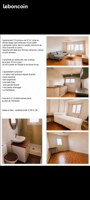Appartement 3 pièces 57 m² · à Lorient · 57,1 m² · 149 000 €
