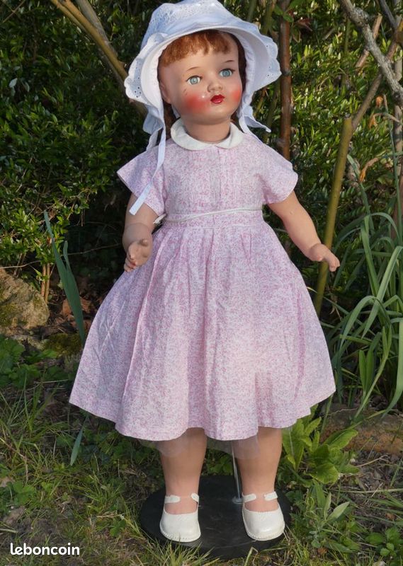 Poupée Ancienne En Tissu Et Carton Moulé Peint - H 19cm - Années 1930
