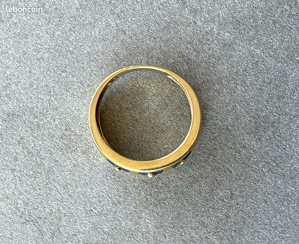 Belle bague en or massif 18 carats et saphirs bleus - taille 51 (image 6)