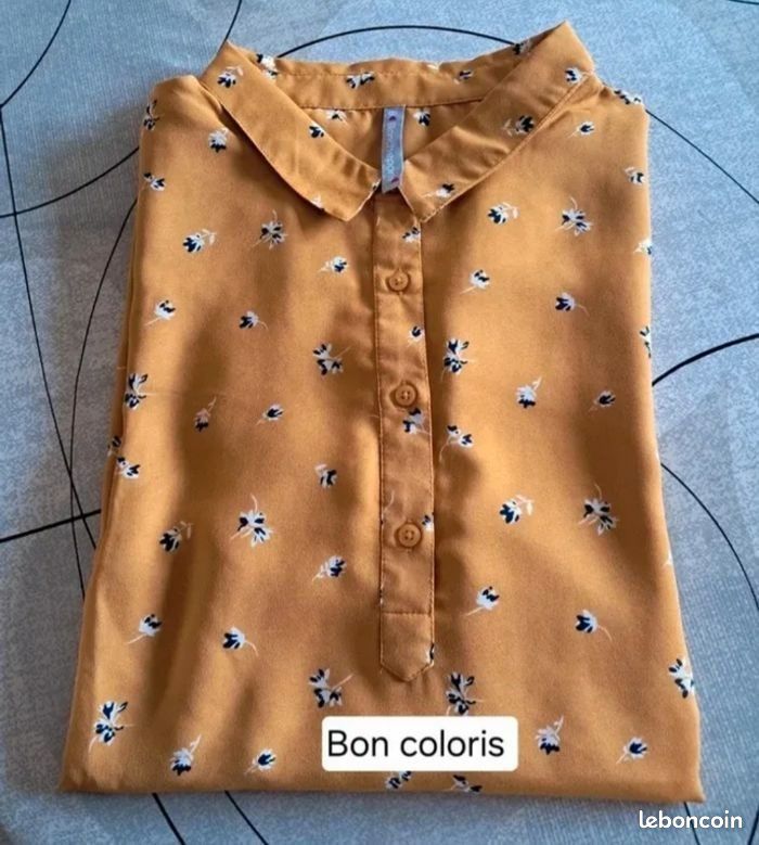 Débardeur / Chemisier Femme Noir Imprimé - Taille L - 100% Coton - 6 Boutons - Neuf Avec étiquette