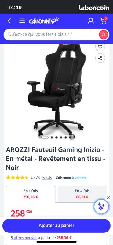Fauteuil/chaise gamer Arozzi (image 8)