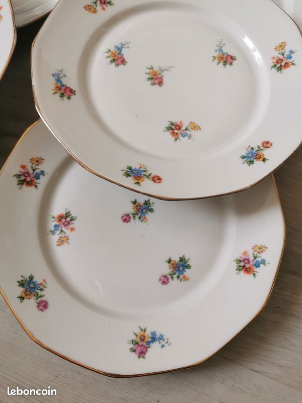 🌸 Lot 6 assiettes plates vintage porcelaine (image 4)