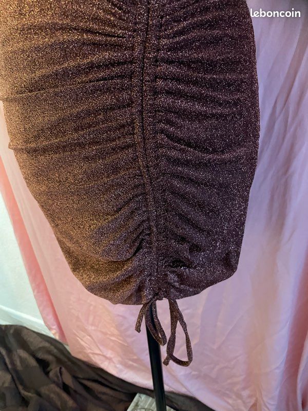 Robe Pailletée Noire H&M Taille XS - Midi, Manches Longues - Neuve Jamais Portée