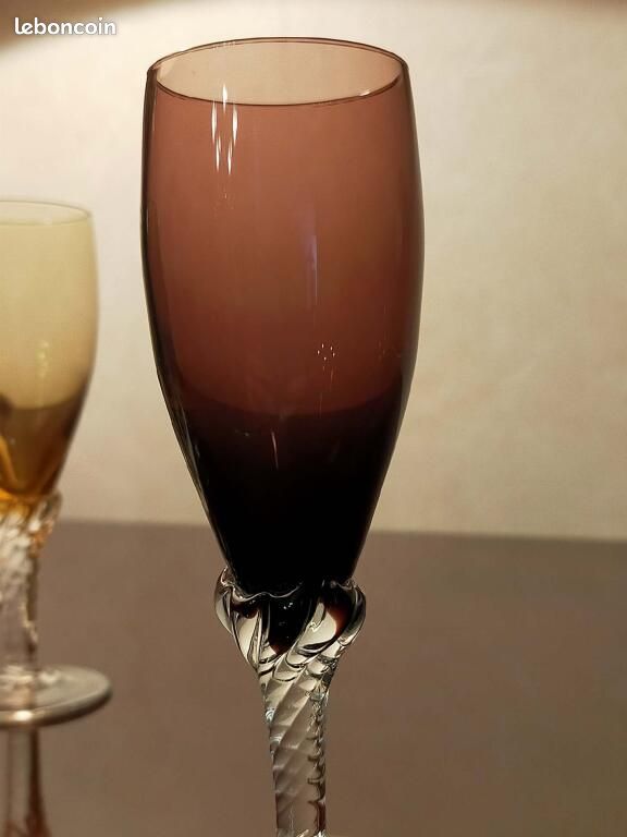 Carafe en verre de Murano avec bouchon + 4 verres colorés – années 60 (image 8)