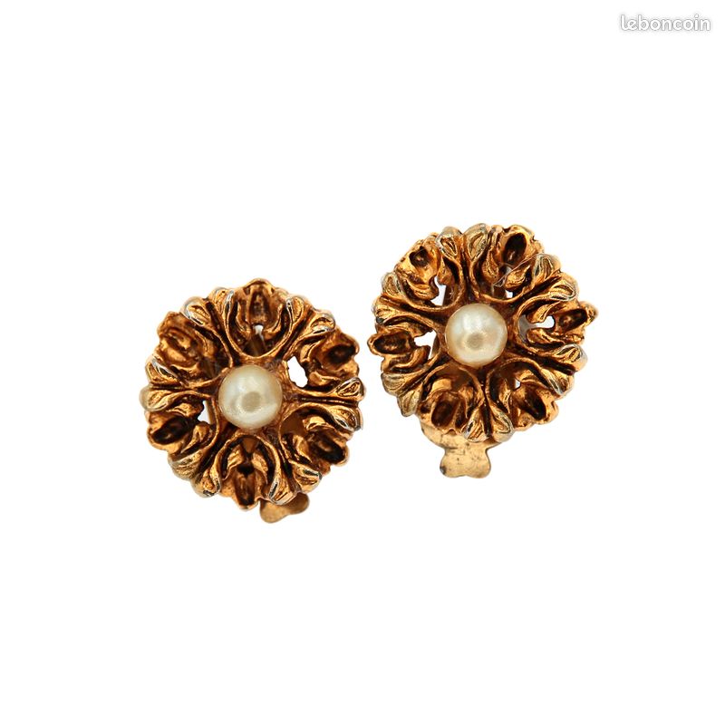 Boucles D'oreilles Pendantes Vintage Dorées Avec Perles Nacrées – Clip Fantaisie élégant