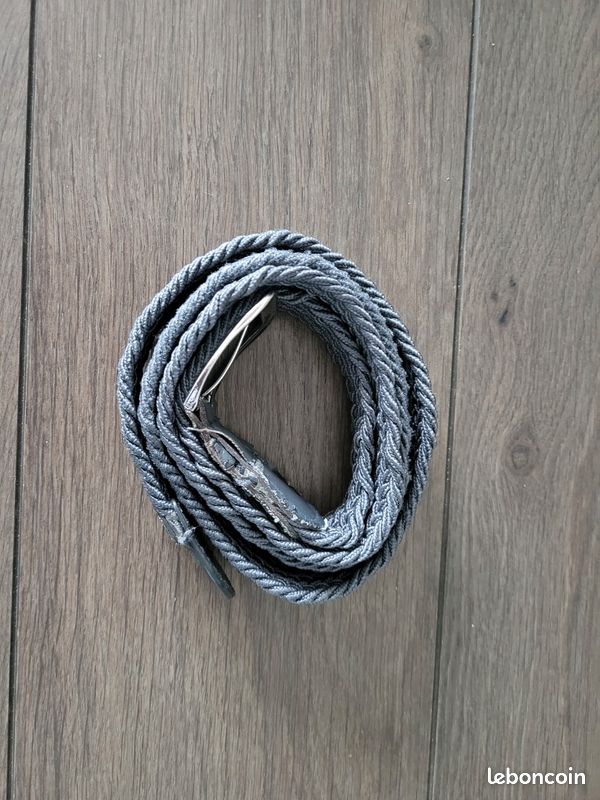 Ceinture souple tressee extensible élastique grise 120 cm (image 3)