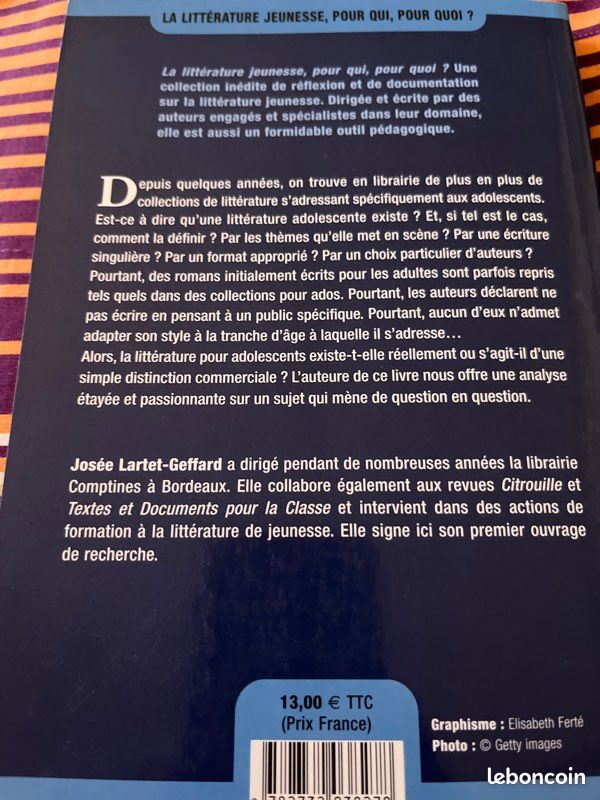 Josée Lartet-Geffard: Le roman pour Ados / Une question d’existence (Livre broché neuf Éditions de Sorbier) (image 2)
