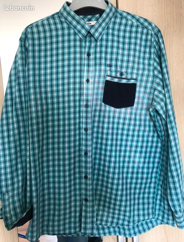 Chemise à carreaux bleus Tbs XXL (image 1)