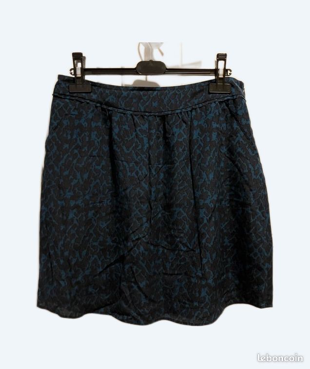 Jupe évasée Bleu Marine Comptoir Des Cotonniers - Taille 44 - Longueur Genou - Viscose - Neuf Avec étiquettes