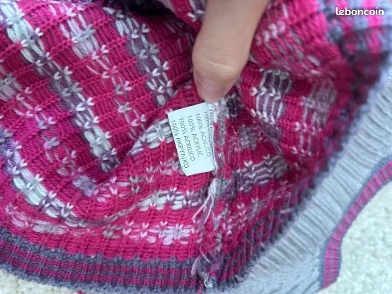Demi-saison - Gilet en maille gris à pois rose et violet bébé fille - 18 mois - tom & kiddy (image 4)
