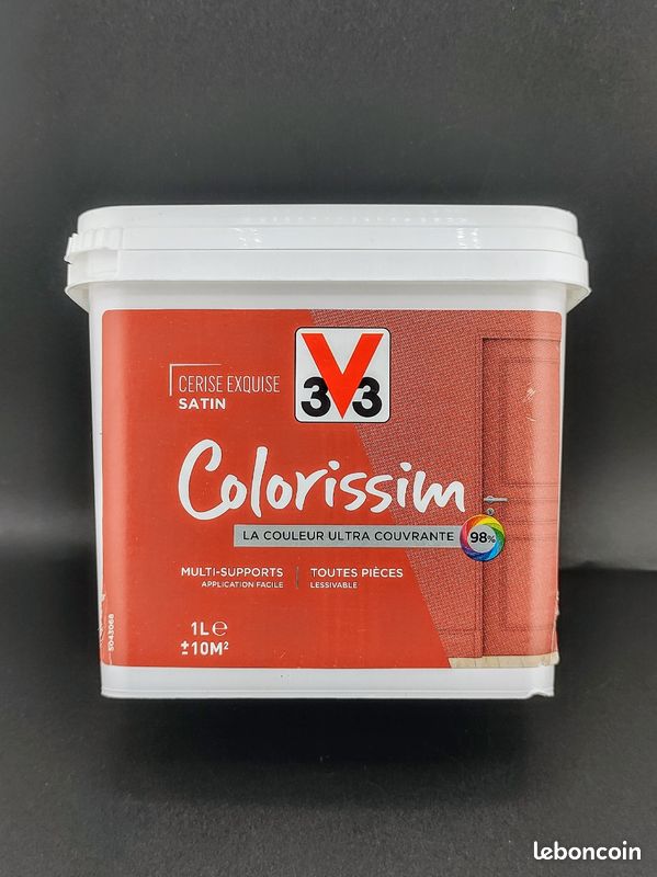 Peinture V33 COLORISSIM Multi-supports, Couleur CERISE EXQUISE SATIN 1L (image 10)