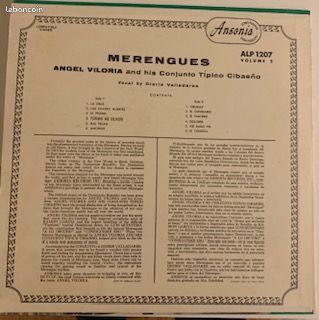 LP 33T Angel Viloria Y Su Conjunto Típico Cibaeño – Merengues Vol. 2 (image 2)