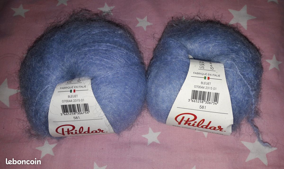 Lot De 10 Pelotes De Laine Kid Mohair - Bleu Marine - Fabriqué En Italie - Pour Tricot Et Crochet