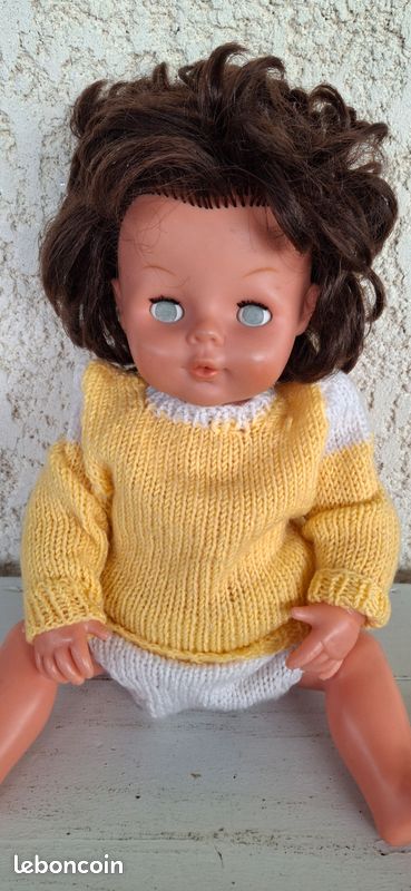 POUPEE TINNIE VINTAGE année 1980 blonde yeux gris bleus très bon état peu jouée