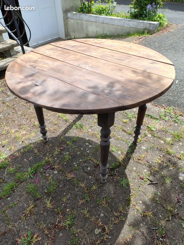 Table ronde ancienne à abattants – Style Rustique. Bois massif (image 5)