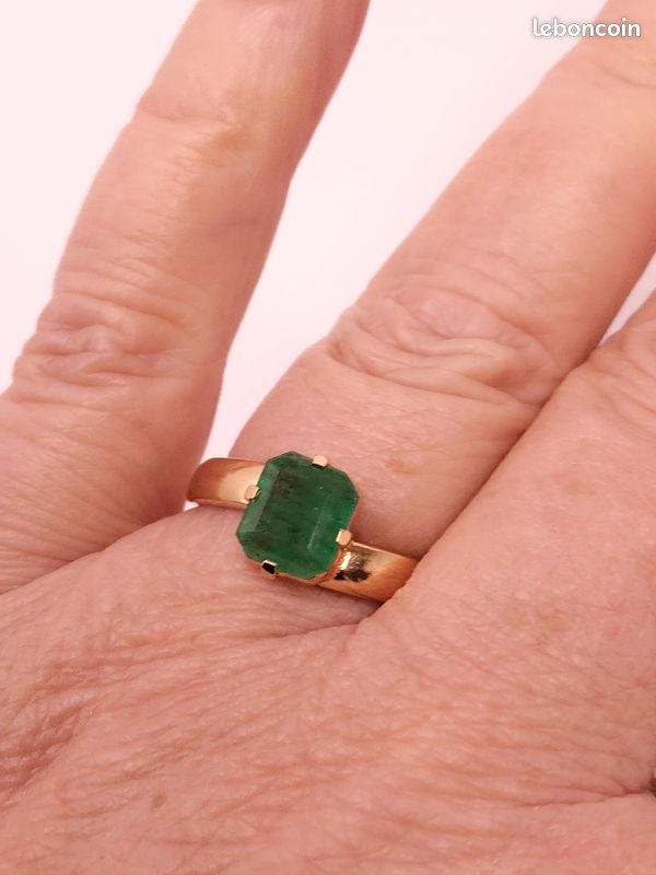 Bague Plaqué Or Avec Pierre Fantaisie - Taille 58 (environ 18,5), Occasion