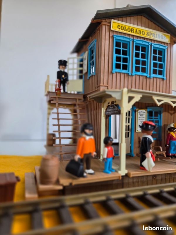 Playmobil vintage 3770 Train Station Colorado Springs 1992 avec bBox