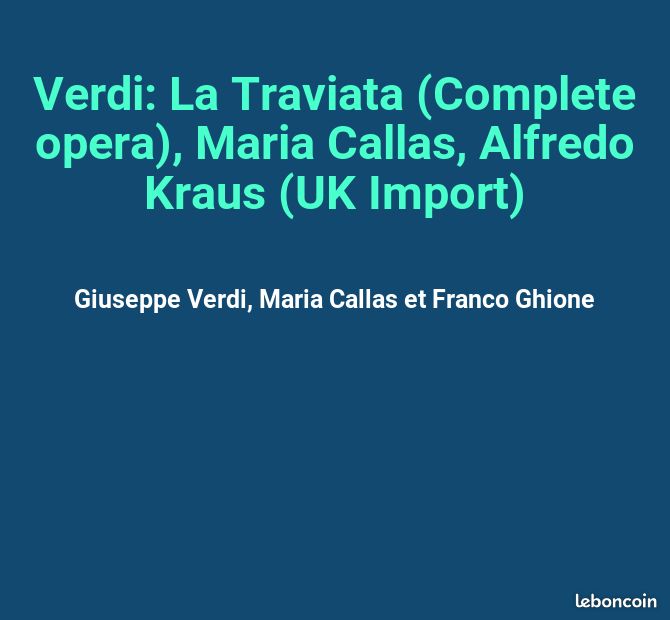 Verdi: La Traviata (Complete opera), Maria Callas, Alfredo Kraus (UK Import) - Giuseppe Verdi, Ma... (image 2)