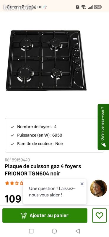 Table de cuisson gaz et flexible de gaz (image 1)