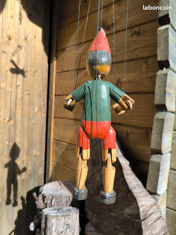 Marionnette Pinocchio En Bois – Années 60, 70 Cm De Haut, Vintage