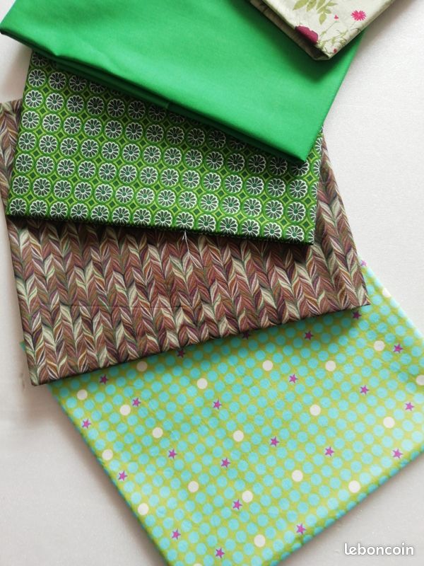 Lot coupons de tissu patchwork vert (image 3)
