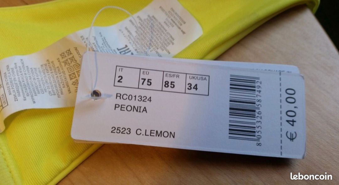 Haut maillot de bain Calzedonia jaune citron 85B neuf avec étiquette (image 5)